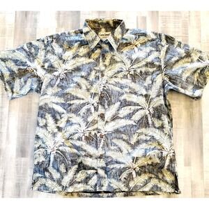 Cooke Street Mens Aloha Shirt VTG  XL Honolulu Blue Gray USA Hawaii AOP